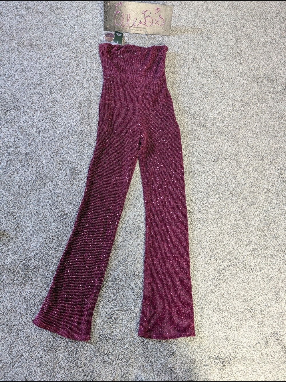 Nwt wild fable Strapless Sequin Jumpsuit - Burgundy Maroon Xs